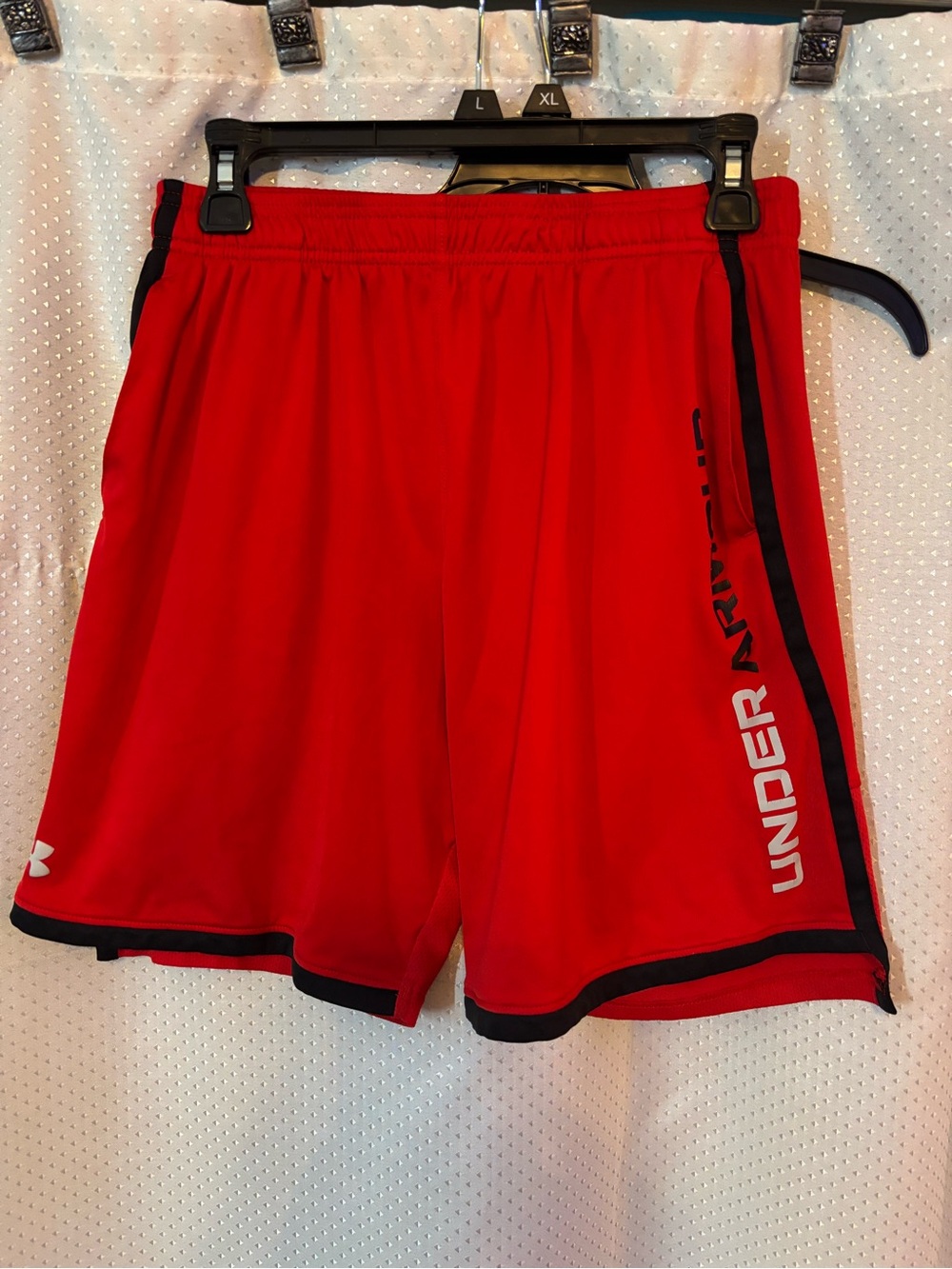 Under Armour Red Boy’s Athletic Shorts with Black Trim